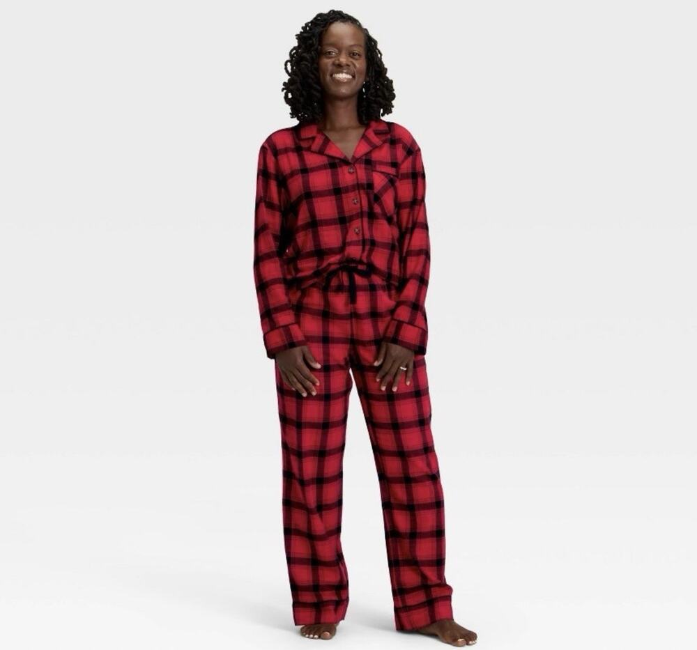 Women's Plaid Flannel Matching Family Pajama Set - Wondershop™ Red/Black L